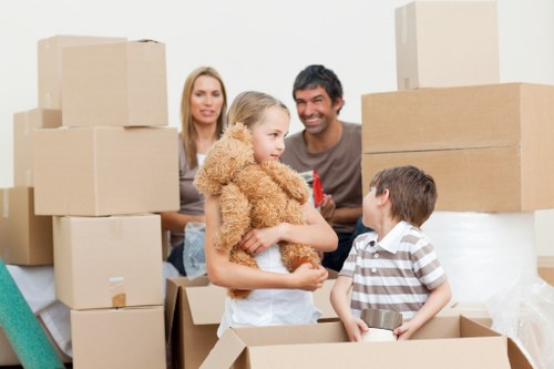 Fragile packing materials and labelled cartons for a move